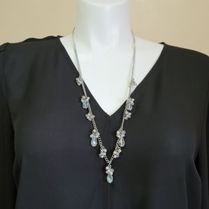 Ann Taylor Silver Jeweled Chain Necklace